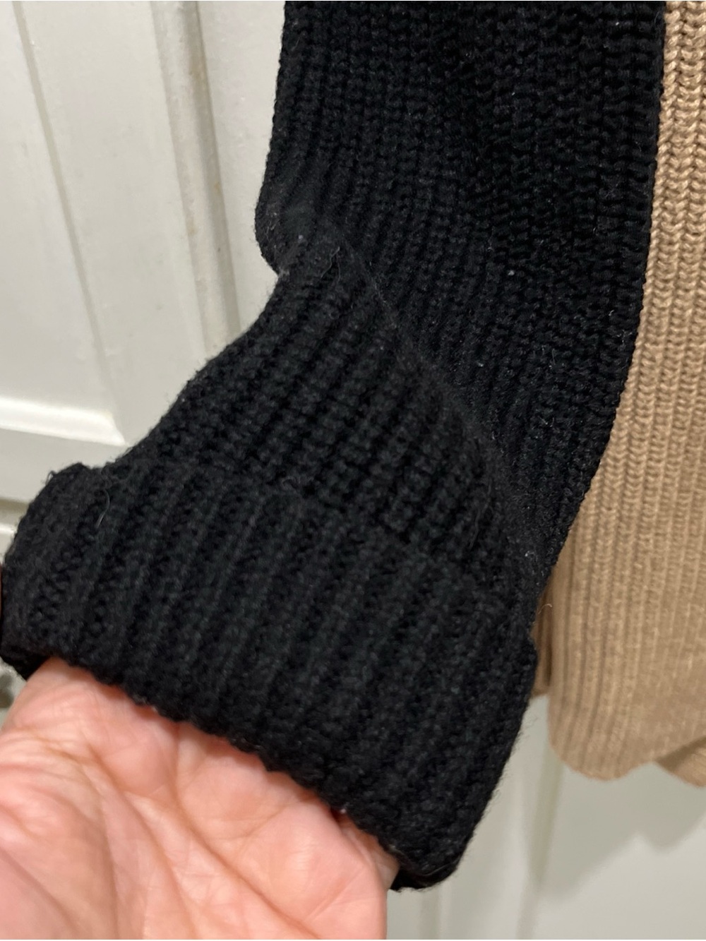 Talbots Camel and Black Open Shawl Collar Cardigan - Picture 6 of 6